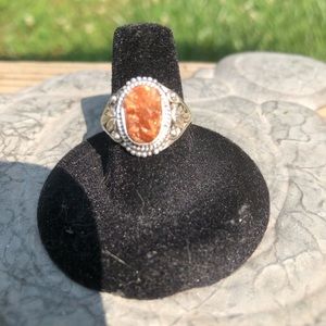 Beautiful‎ Rough Sunstone 925 silver ring
